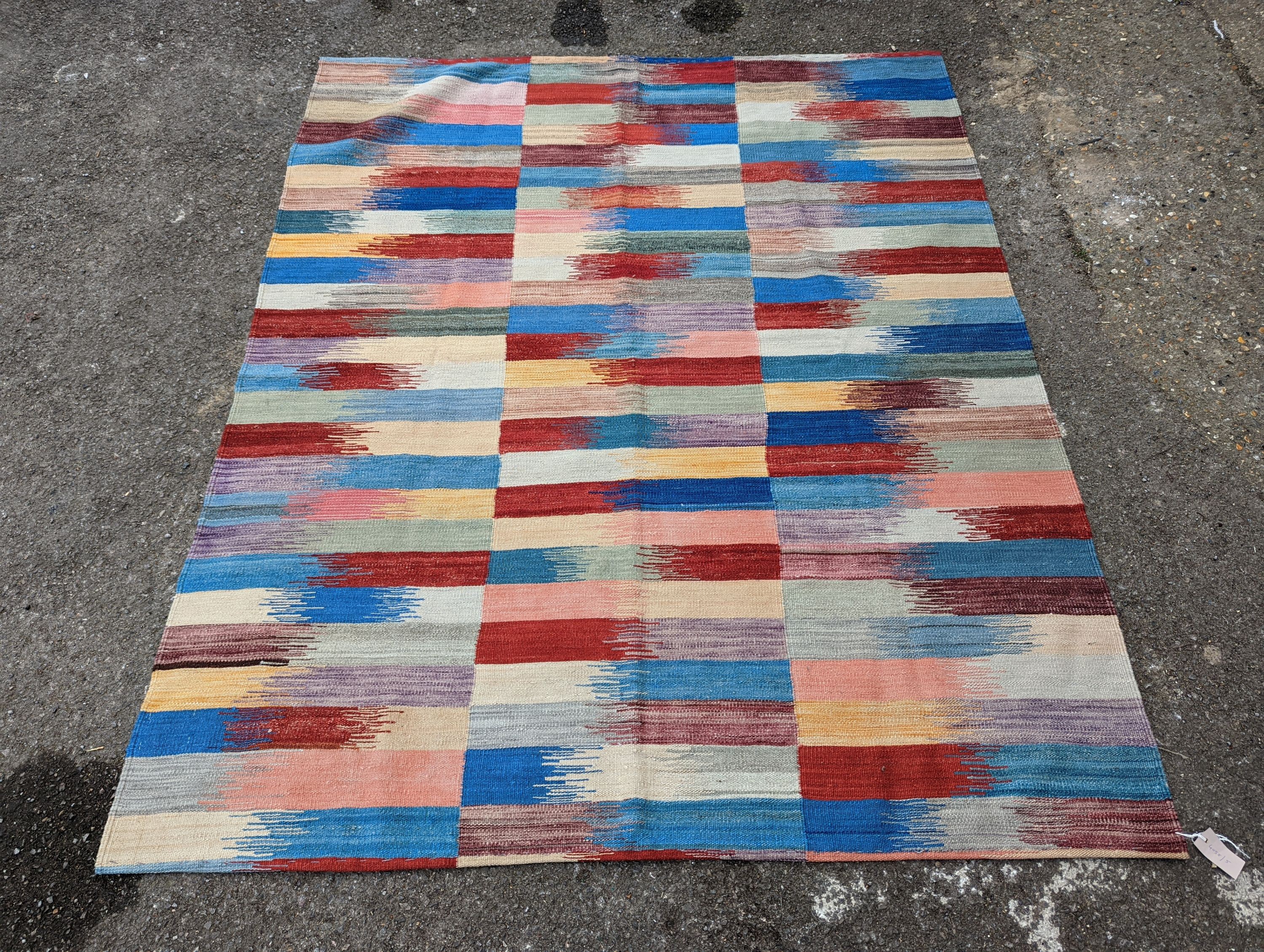 A Paul Smith inspired style Kilim flatweave carpet, 200 x 160cm